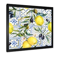 Lemon Ornament on Blue al Pattern III  Wall Art
