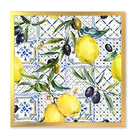 Lemon Ornament on Blue al Pattern III  Wall Art