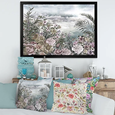 Toile « Retro Flowers by The Sea Side »