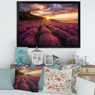 Toile « Sunrise & Dramatic Clouds Over Lavender Field IV »
