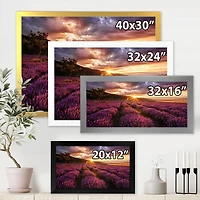 Sunrise & Dramatic Clouds Over Lavender Field IV  Wall Art