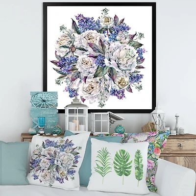 Toile « Bouquet Peonies White and Blue »