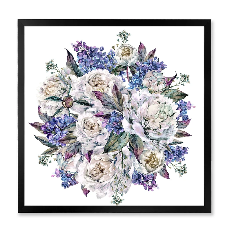Toile « Bouquet Peonies White and Blue »