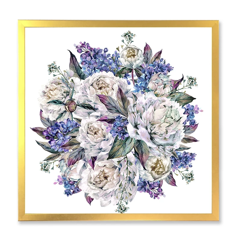 Toile « Bouquet Peonies White and Blue »