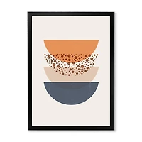 Abstract Sun & Moon Geometrics Blue Orange  Wall Art