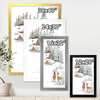 Winter Cottage with Two Deers Wall Art