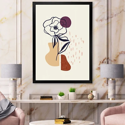 Vintage Flower with Minimalist Shapes I  Wall Art