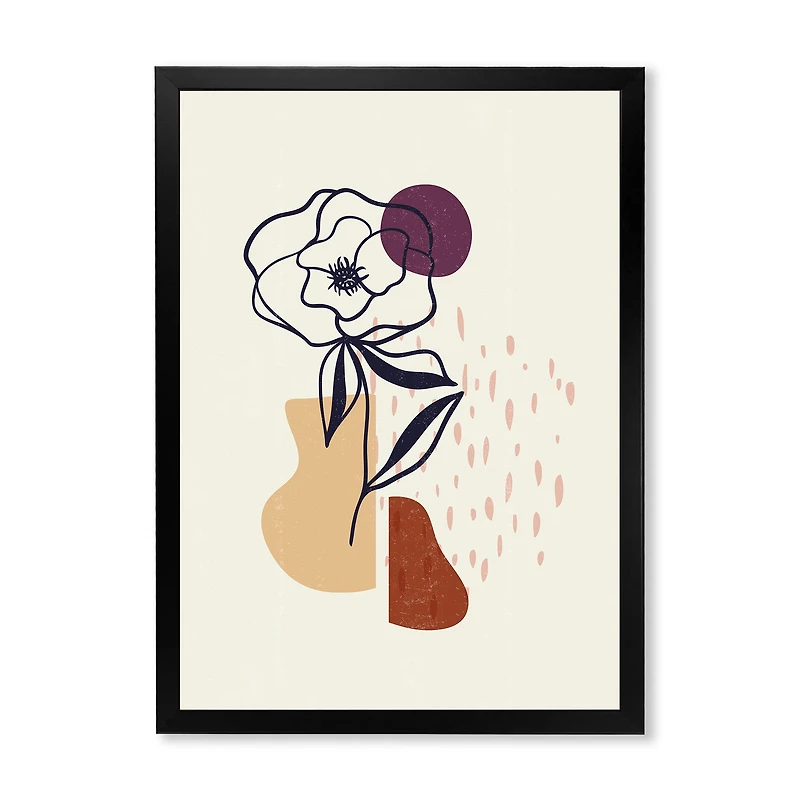 Vintage Flower with Minimalist Shapes I  Wall Art