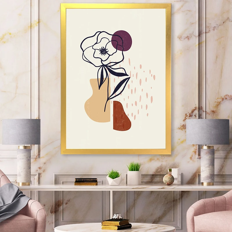 Vintage Flower with Minimalist Shapes I  Wall Art