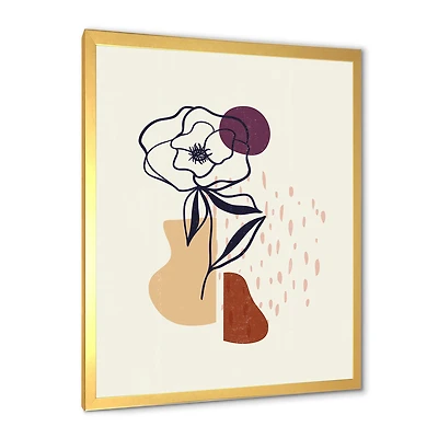Vintage Flower with Minimalist Shapes I  Wall Art