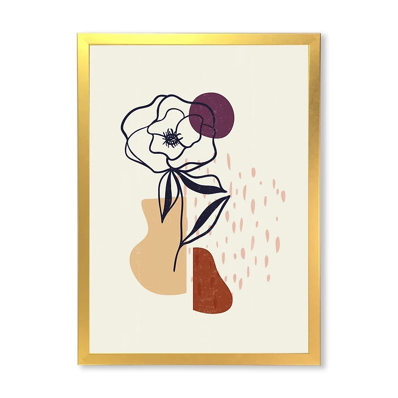 Vintage Flower with Minimalist Shapes I  Wall Art