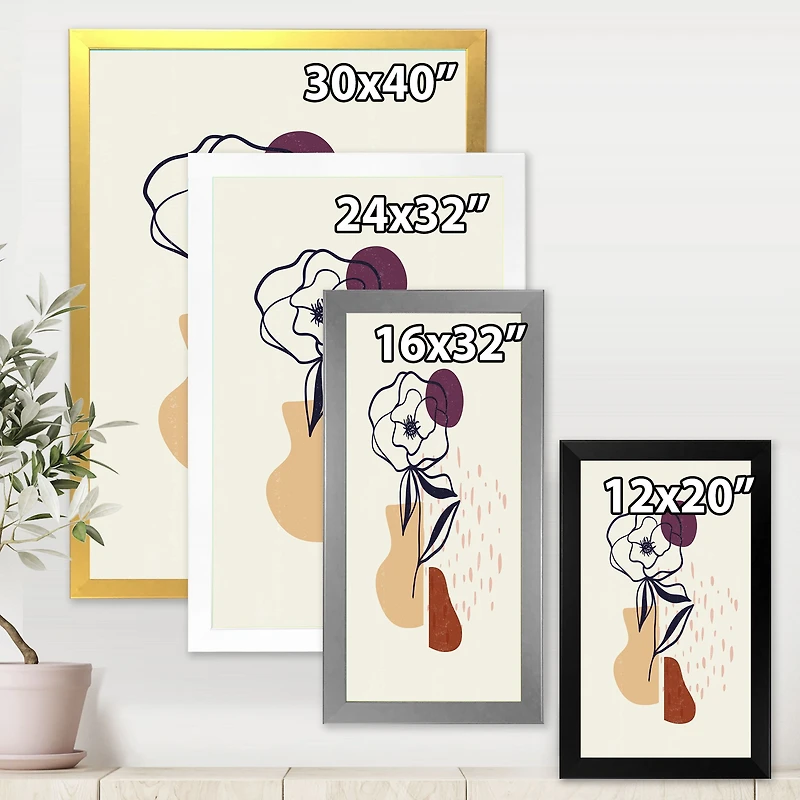 Vintage Flower with Minimalist Shapes I  Wall Art
