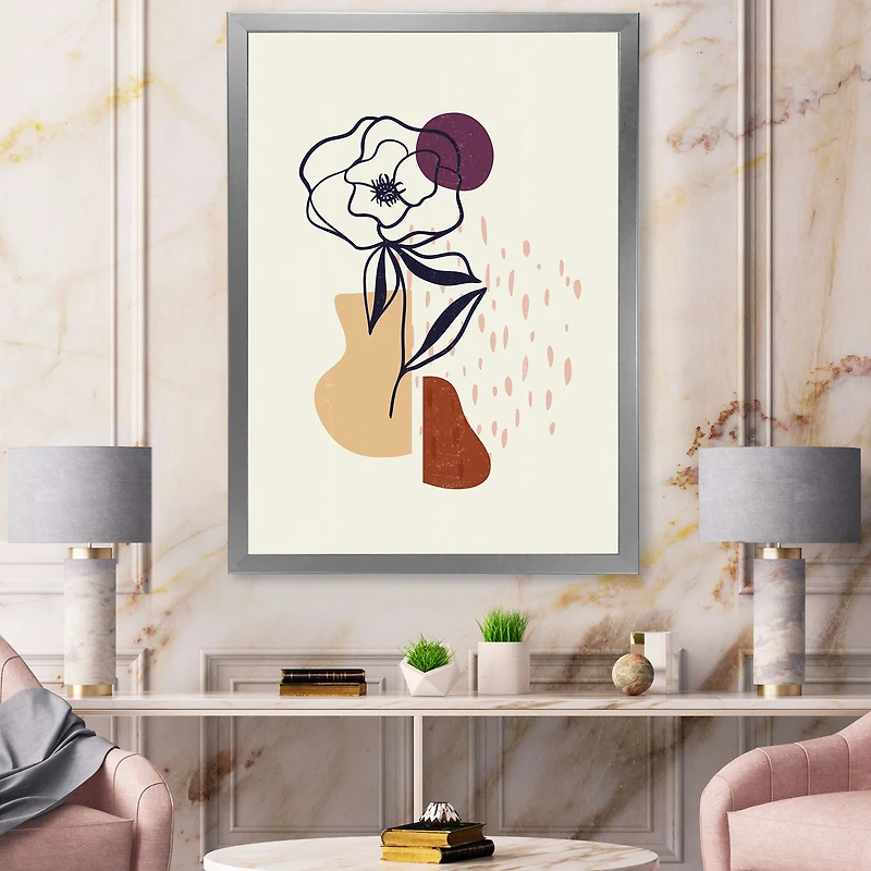 Vintage Flower with Minimalist Shapes I  Wall Art
