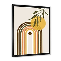 Abstract Yellow Sun with Retro Rainbow  Canvas Wall Art