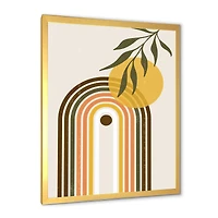 Abstract Yellow Sun with Retro Rainbow  Canvas Wall Art