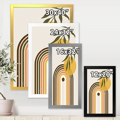 Abstract Yellow Sun with Retro Rainbow  Canvas Wall Art