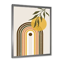 Abstract Yellow Sun with Retro Rainbow  Canvas Wall Art