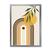 Abstract Yellow Sun with Retro Rainbow  Canvas Wall Art