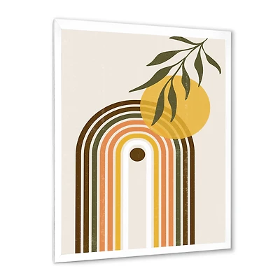 Abstract Yellow Sun with Retro Rainbow  Canvas Wall Art