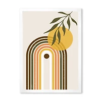 Abstract Yellow Sun with Retro Rainbow  Canvas Wall Art