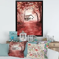 House Red Autumn Woods  Wall Art