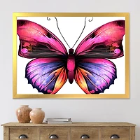 Bright Pink Butterfly Portrait  Wall Art