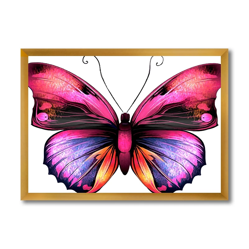 Bright Pink Butterfly Portrait  Wall Art