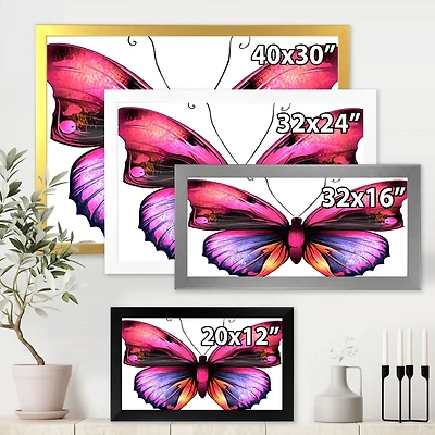 Bright Pink Butterfly Portrait  Wall Art