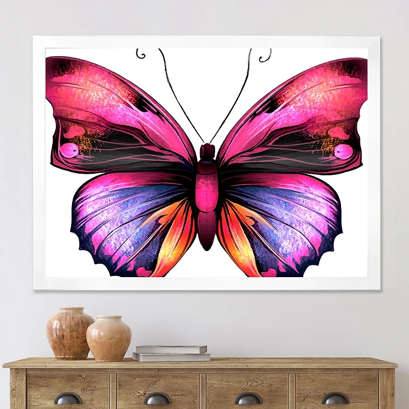 Bright Pink Butterfly Portrait  Wall Art