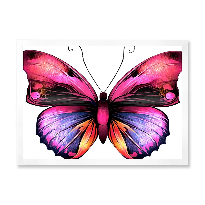 Bright Pink Butterfly Portrait  Wall Art