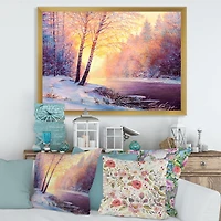 Toile « Winter Scenery with Bridge of Meandering River II »
