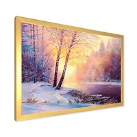 Toile « Winter Scenery with Bridge of Meandering River II »
