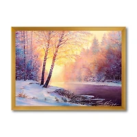 Toile « Winter Scenery with Bridge of Meandering River II »