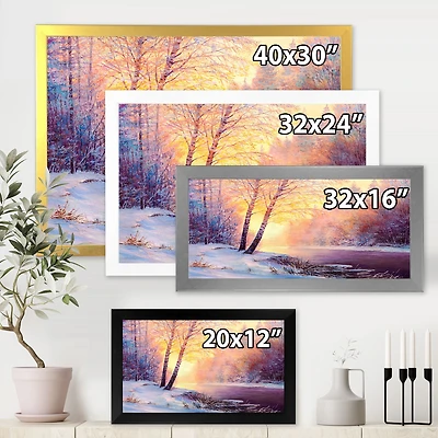 Toile « Winter Scenery with Bridge of Meandering River II »