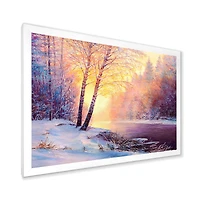 Toile « Winter Scenery with Bridge of Meandering River II »