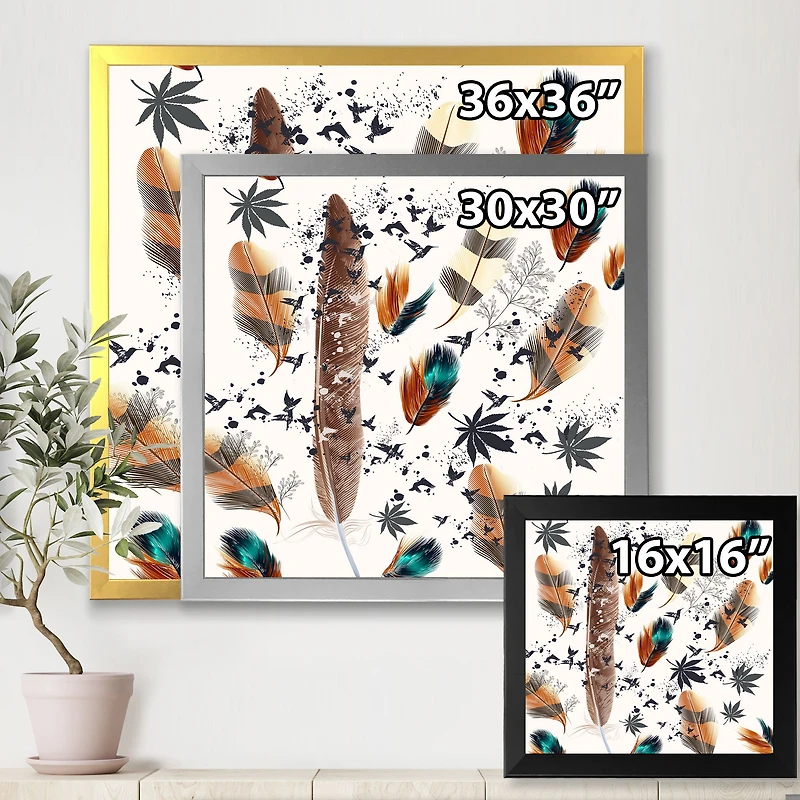 Multicolored Feather Pattern  Wall Art