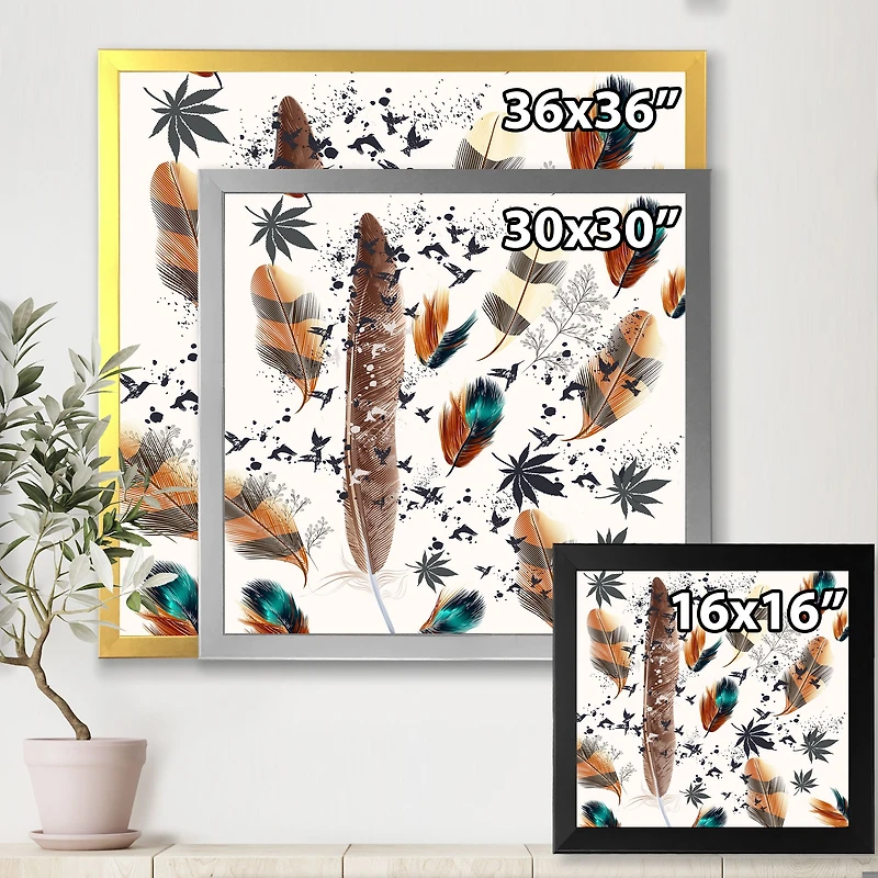 Multicolored Feather Pattern  Wall Art