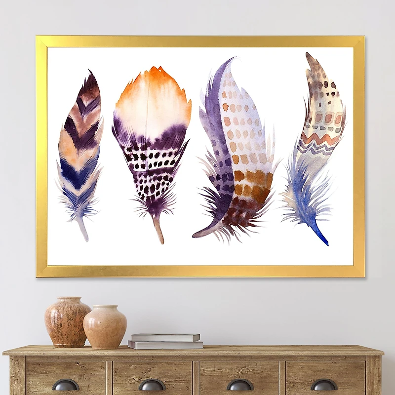 Purple Boho Feathers  Wall Art