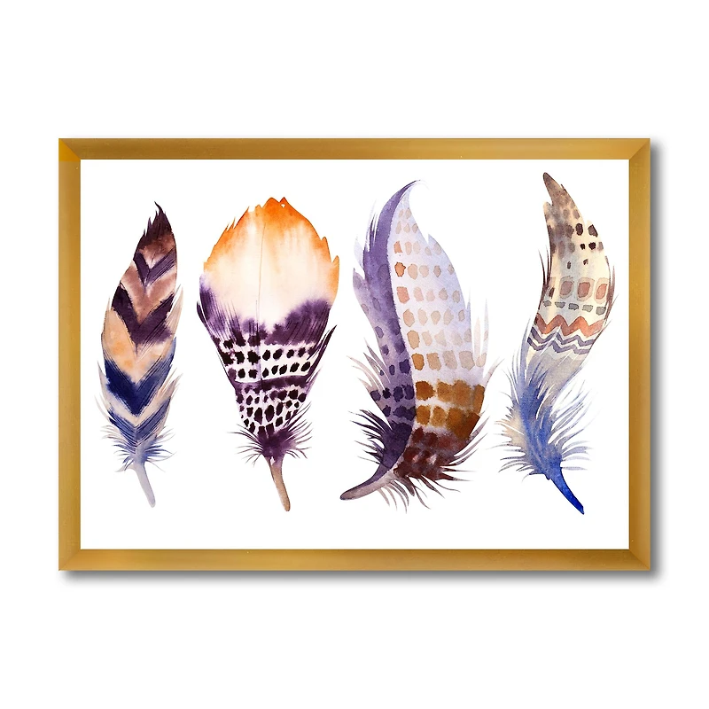Purple Boho Feathers  Wall Art