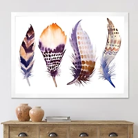 Purple Boho Feathers  Wall Art