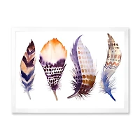 Purple Boho Feathers  Wall Art