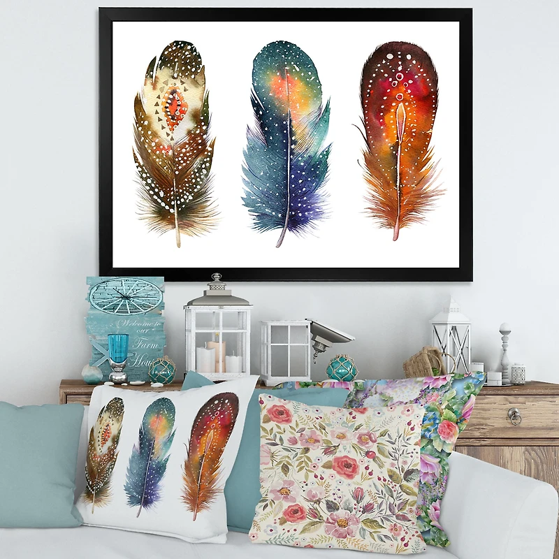 Colourful Boho Feather Set IX  Wall Art