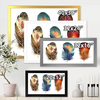 Colourful Boho Feather Set IX  Wall Art