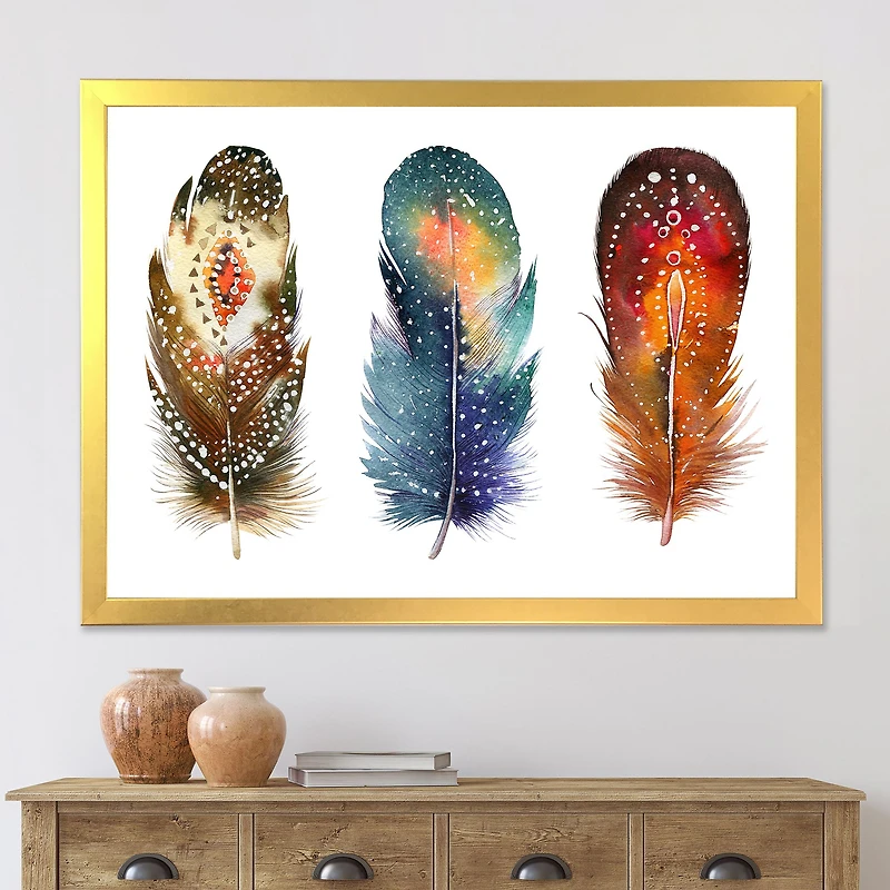 Colourful Boho Feather Set IX  Wall Art