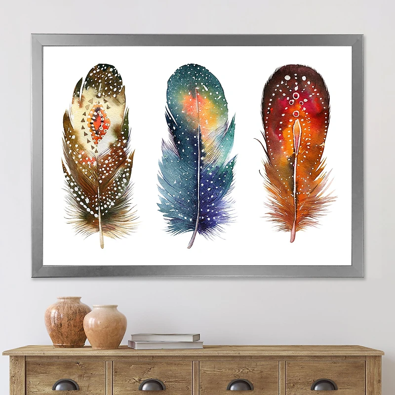 Colourful Boho Feather Set IX  Wall Art