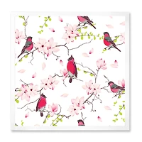 Red Bullfinches on Magnolia Tree  Wall Art