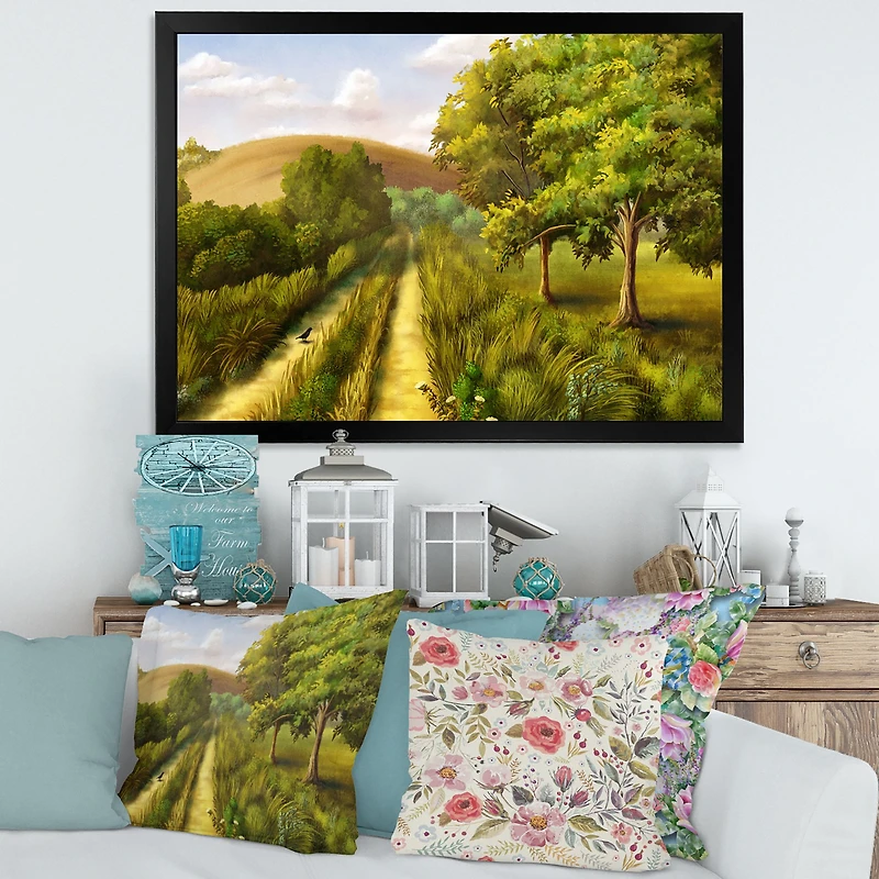 Vibrant Country Road During Summer  Wall Art