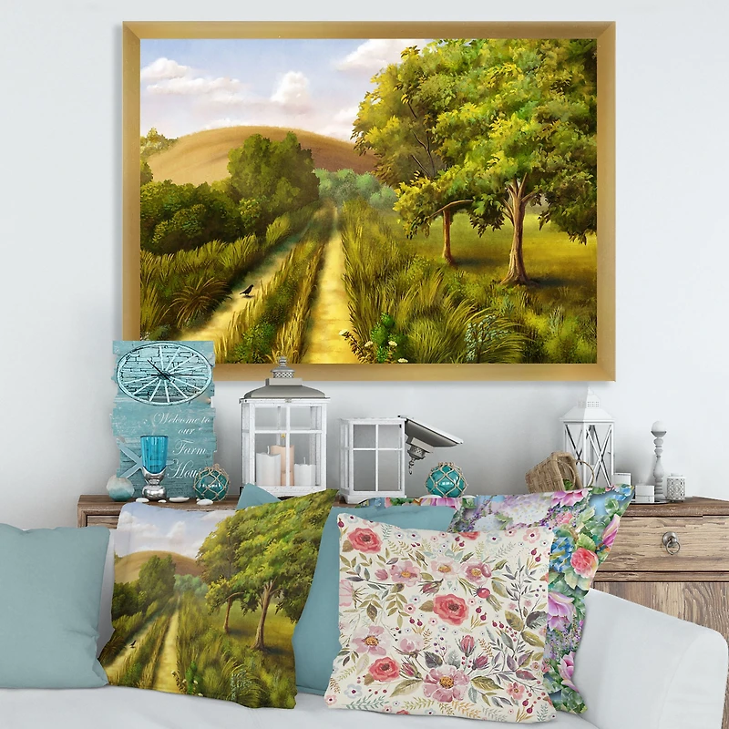 Vibrant Country Road During Summer  Wall Art
