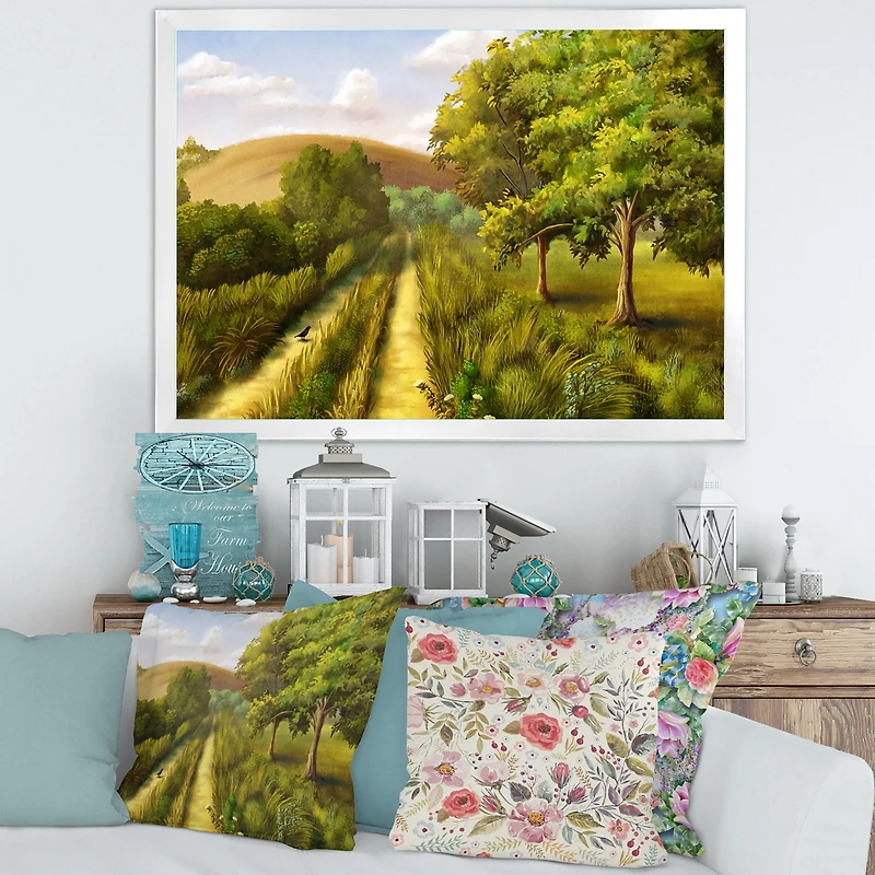 Vibrant Country Road During Summer  Wall Art