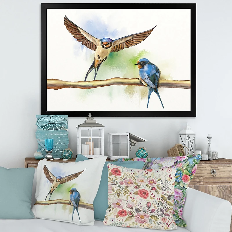 Two Barn Swallows Birds  Wall Art